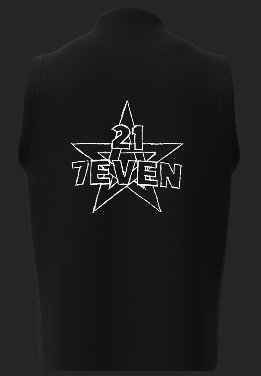 21SEVEN white outline logo jersey back